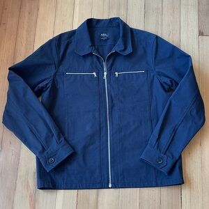 A.P.C. Men's 100% Cotton Canvas Dark Blue Lightweight Jacket